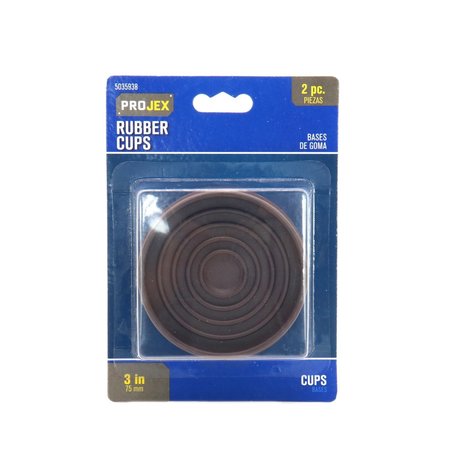 PROJEX Rubber Caster Cup Brown Round 3 in. W X 3 in. L , 2PK P0024